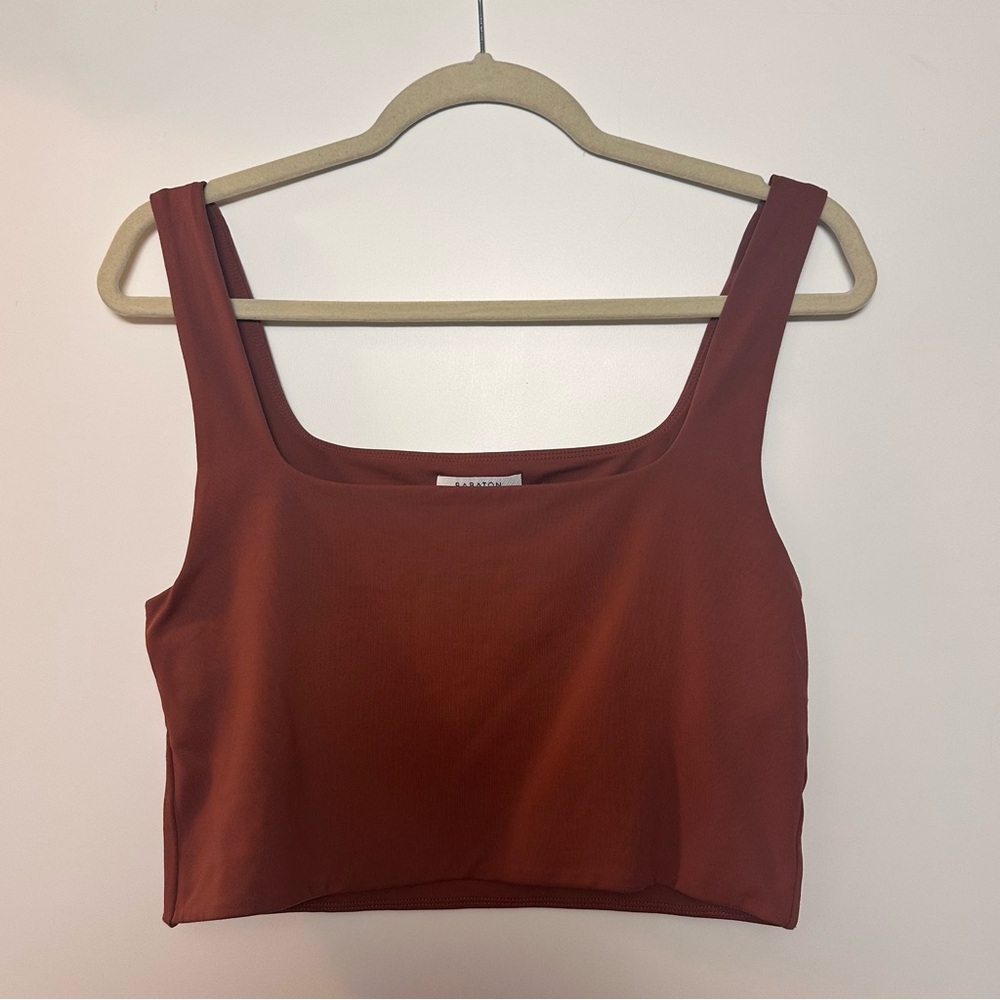 Aritzia Babaton Contour Square Neck Tank in Rusty Red/Brown Colour - Picture 8 of 12